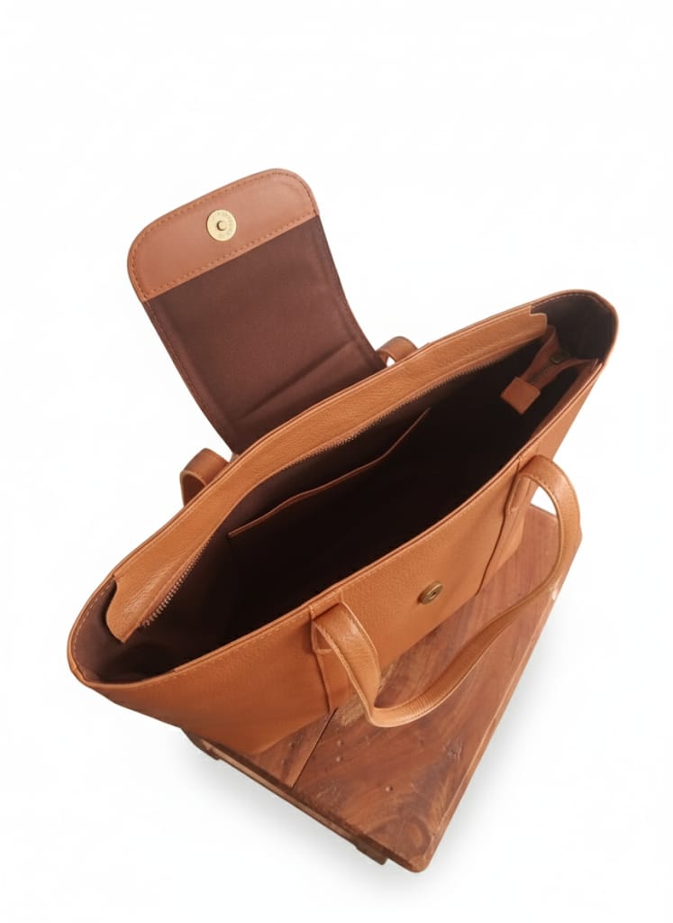 Camel Brown Leather Handbag for Women