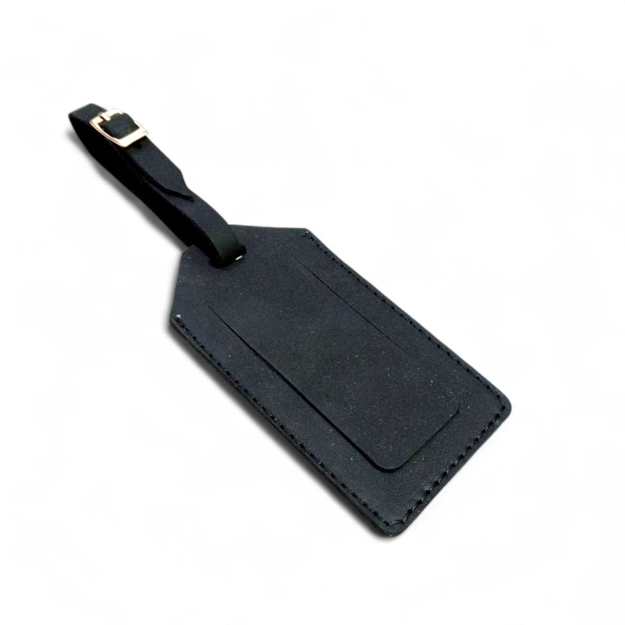 Handmade Premium Black Leather Luggage Tag Personalized Travel Identifier