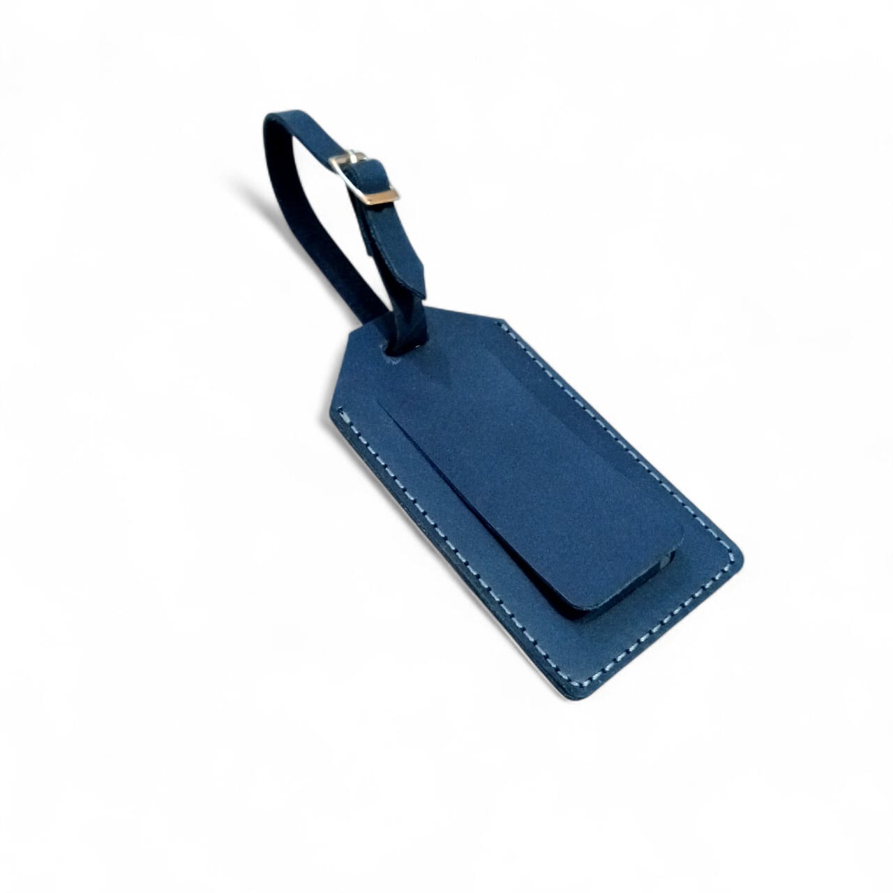 Handmade Premium Navy Leather Luggage Tag Personalized Travel Identifier