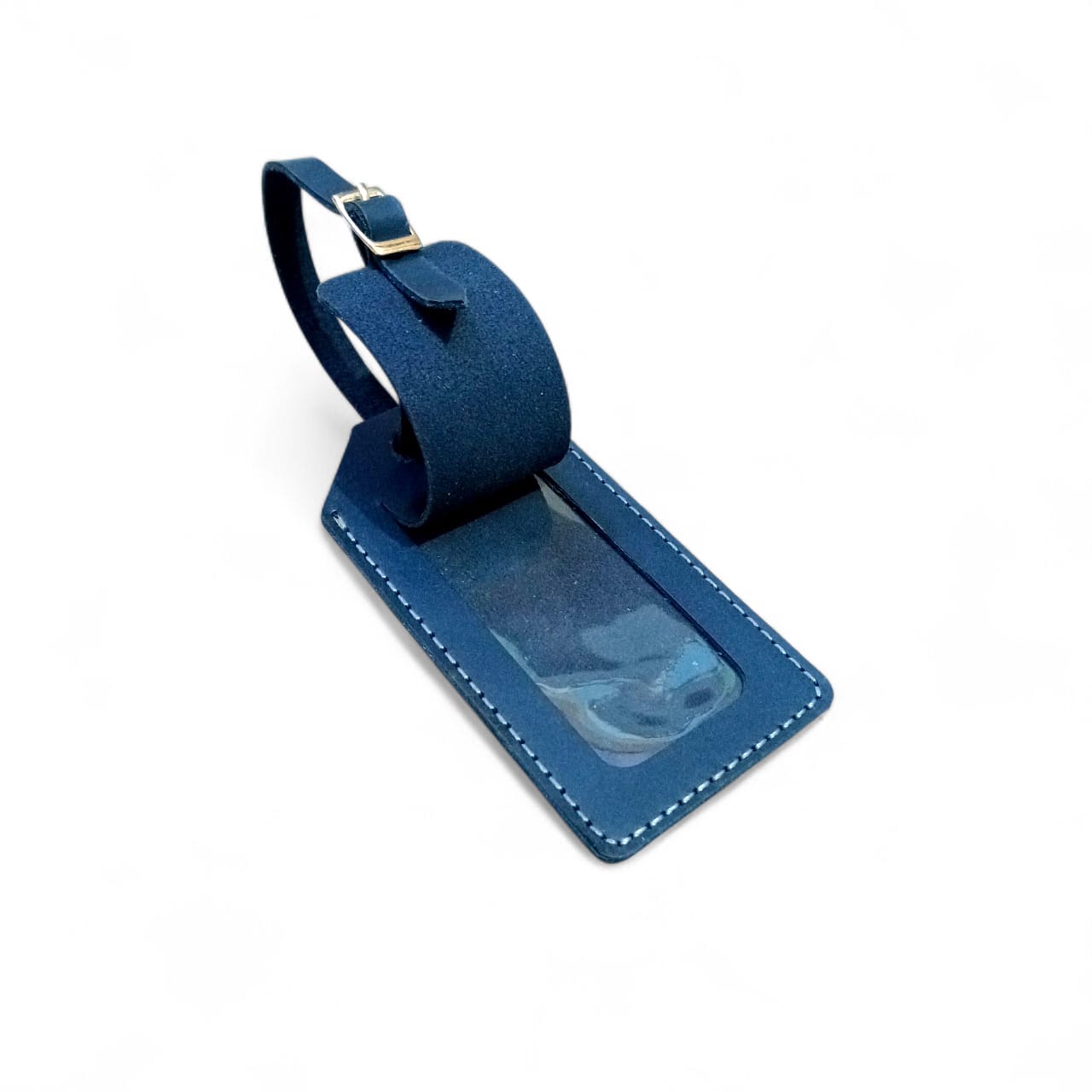 Handmade Premium Navy Leather Luggage Tag Personalized Travel Identifier