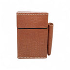 Mustard Crocodile Embossed Leather cigarette Case with Lighter Pouch