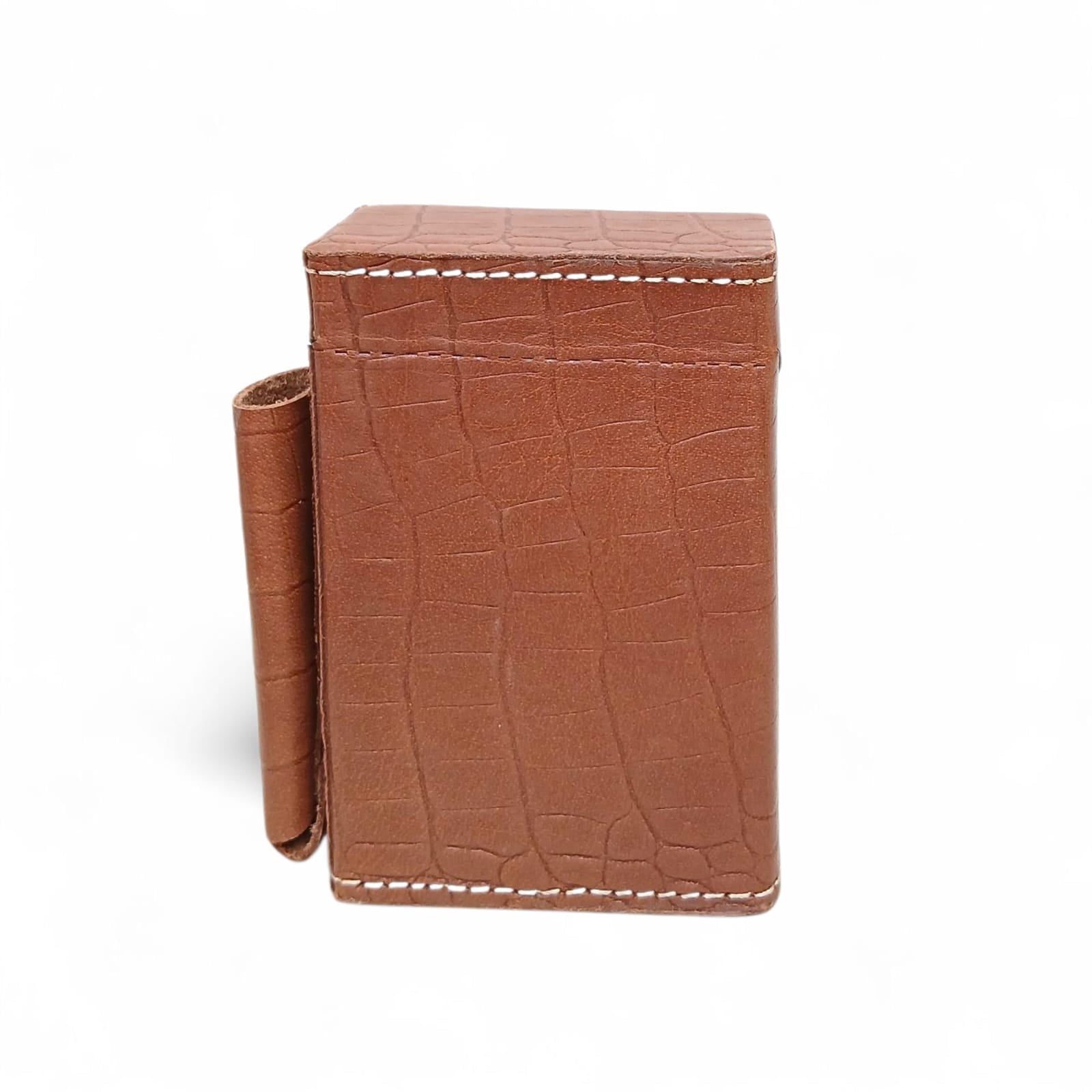 Mustard Crocodile Embossed Leather cigarette Case with Lighter Pouch