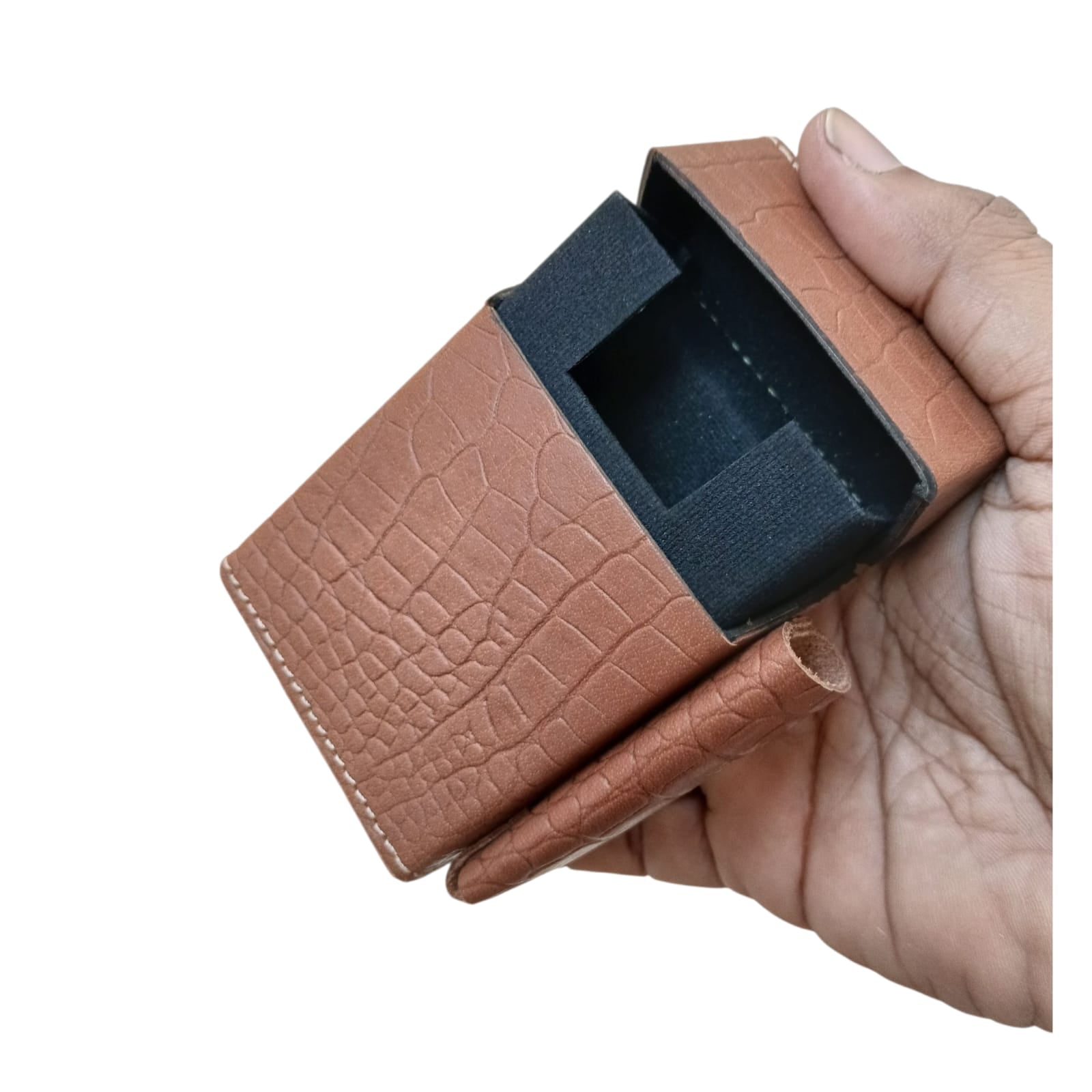 Mustard Crocodile Embossed Leather cigarette Case with Lighter Pouch