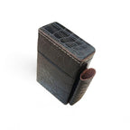 Deep Purple Crocodile Embossed Leather Tobacco Case with Lighter Pouch
