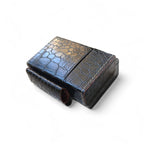 Deep Purple Crocodile Embossed Leather Tobacco Case with Lighter Pouch