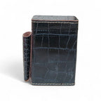 Deep Purple Crocodile Embossed Leather Tobacco Case with Lighter Pouch