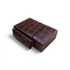 Maroon Crocodile Embossed Leather Cigarette Case |  Tobacco Cover with Lighter Pouch