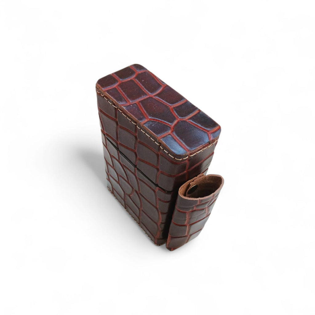 Maroon Crocodile Leather Tobacco Case – Lighter Pouch Cover