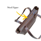 Chocolate Brown Crazy Horse Leather Tote Bag with Long Handles