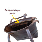 Chocolate Brown Crazy Horse Leather Tote Bag with Long Handles