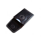 Black Crazy Horse leather card holder with magnetic closure