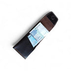 Black Crazy Horse leather card holder with magnetic closure