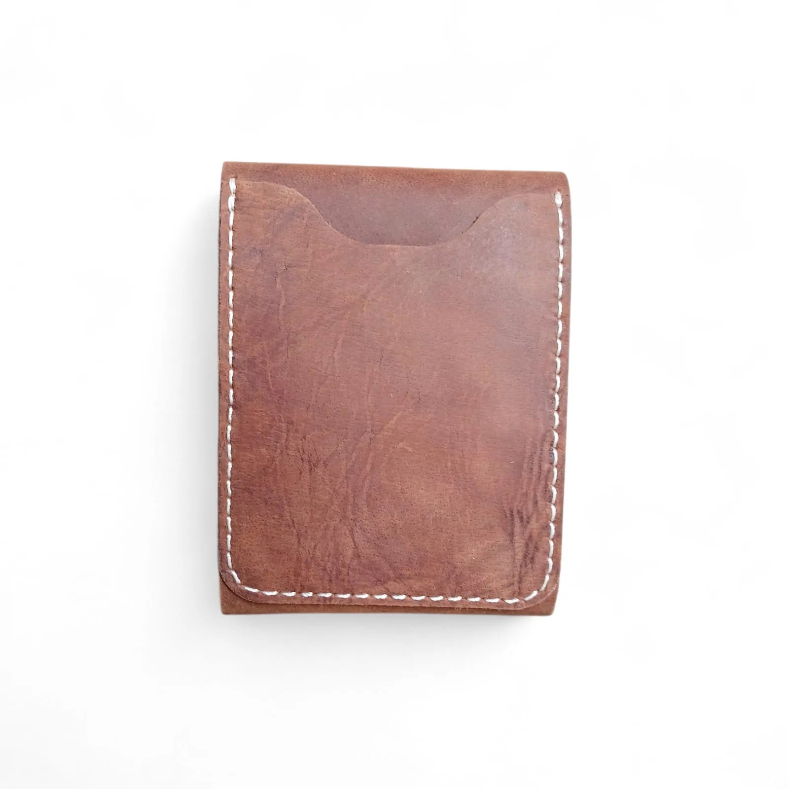 Brown Crazy Horse leather card holder with magnetic closure