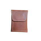 Brown Crazy Horse leather card holder with magnetic closure