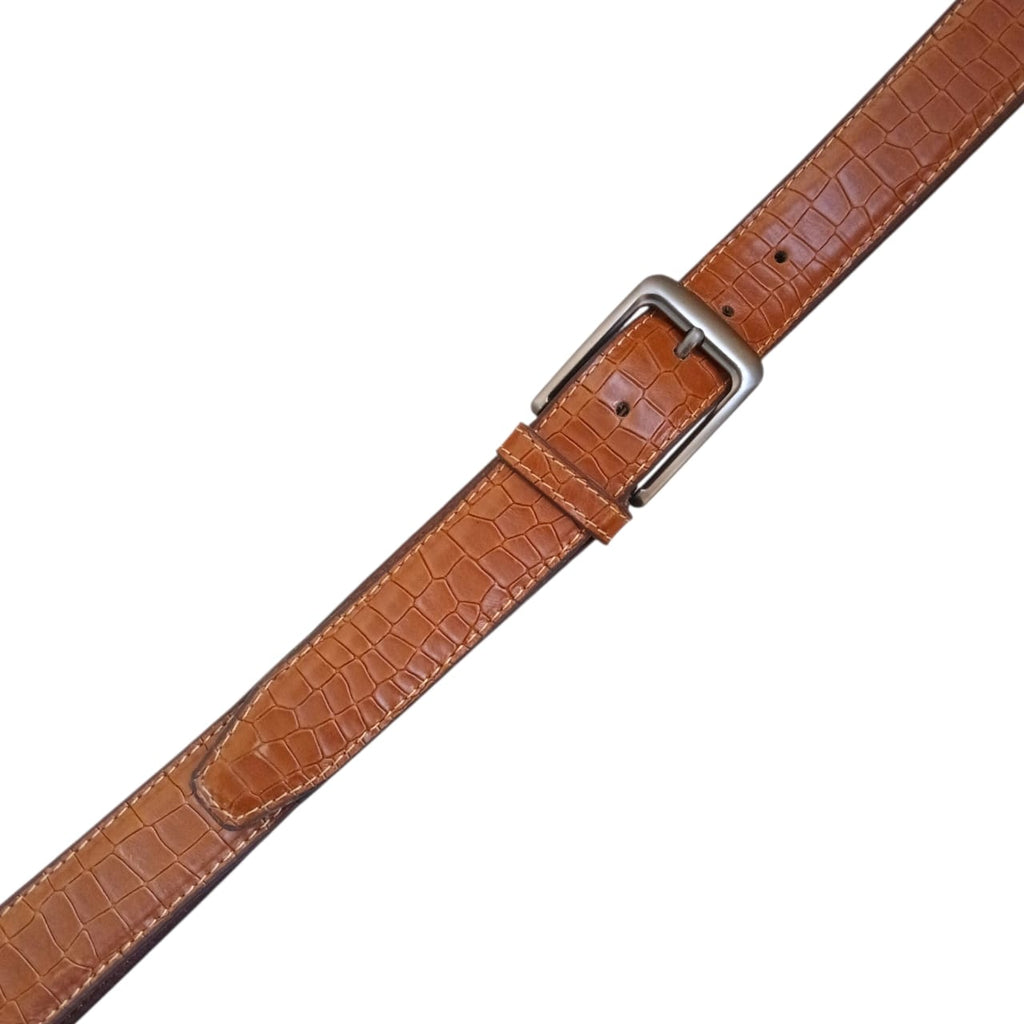 Men’s crocodile belt with metal pin buckle