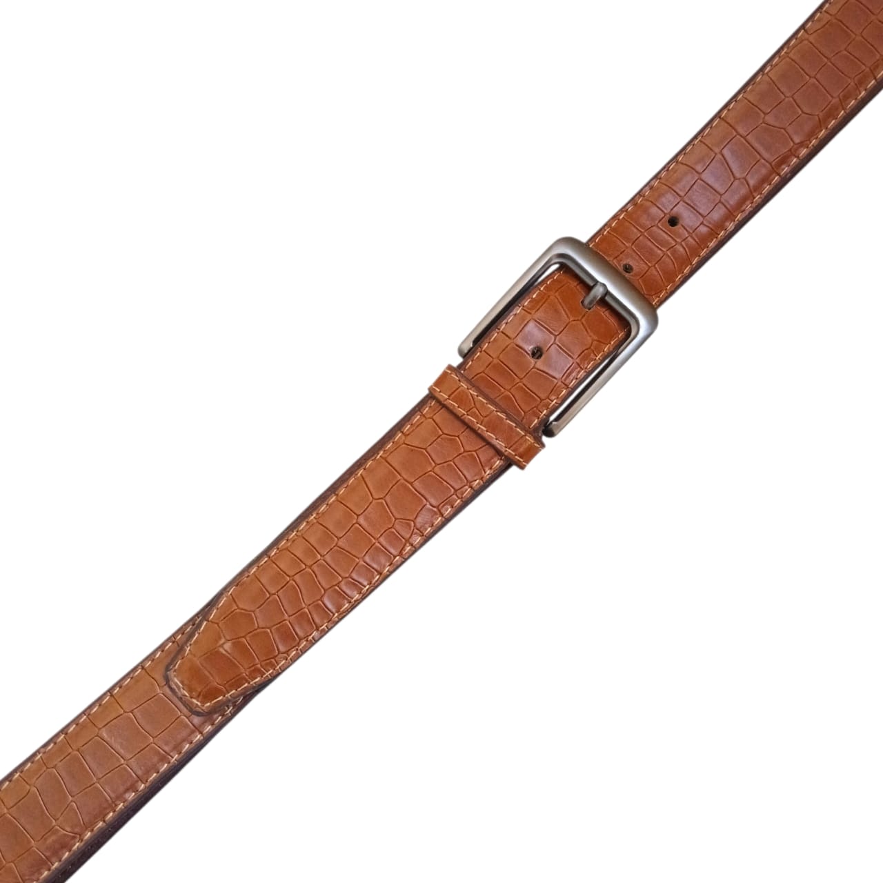 Men’s crocodile belt with metal pin buckle