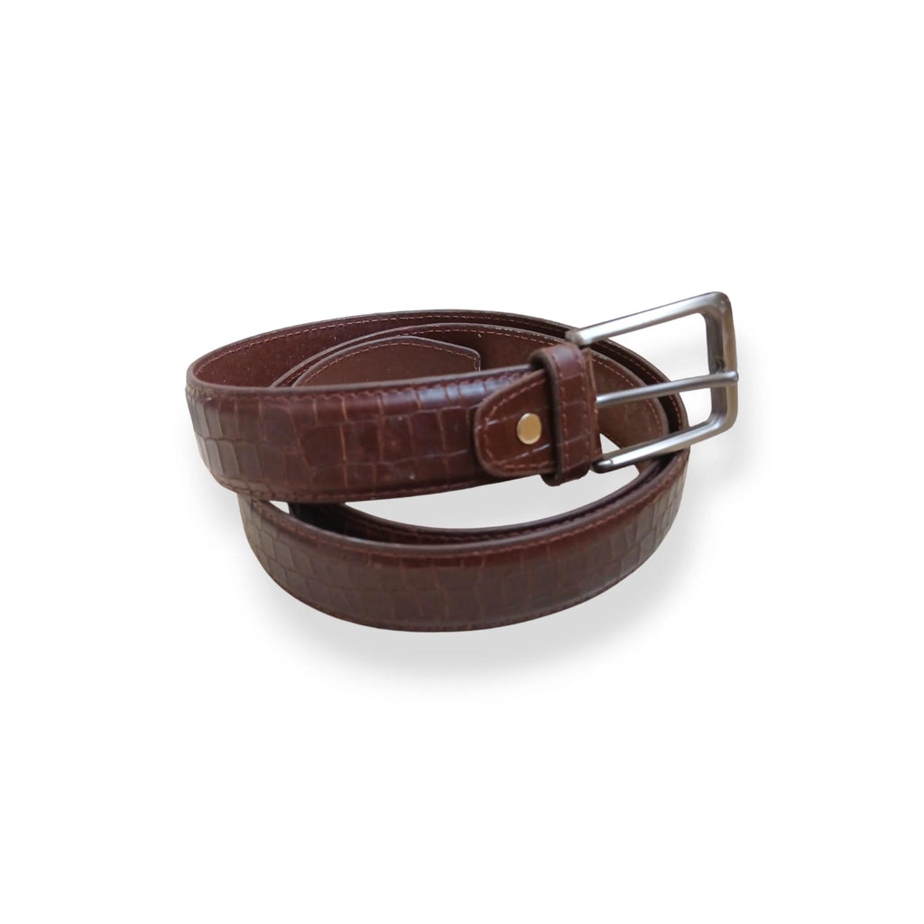 Men’s crocodile Brown belt with metal pin buckle