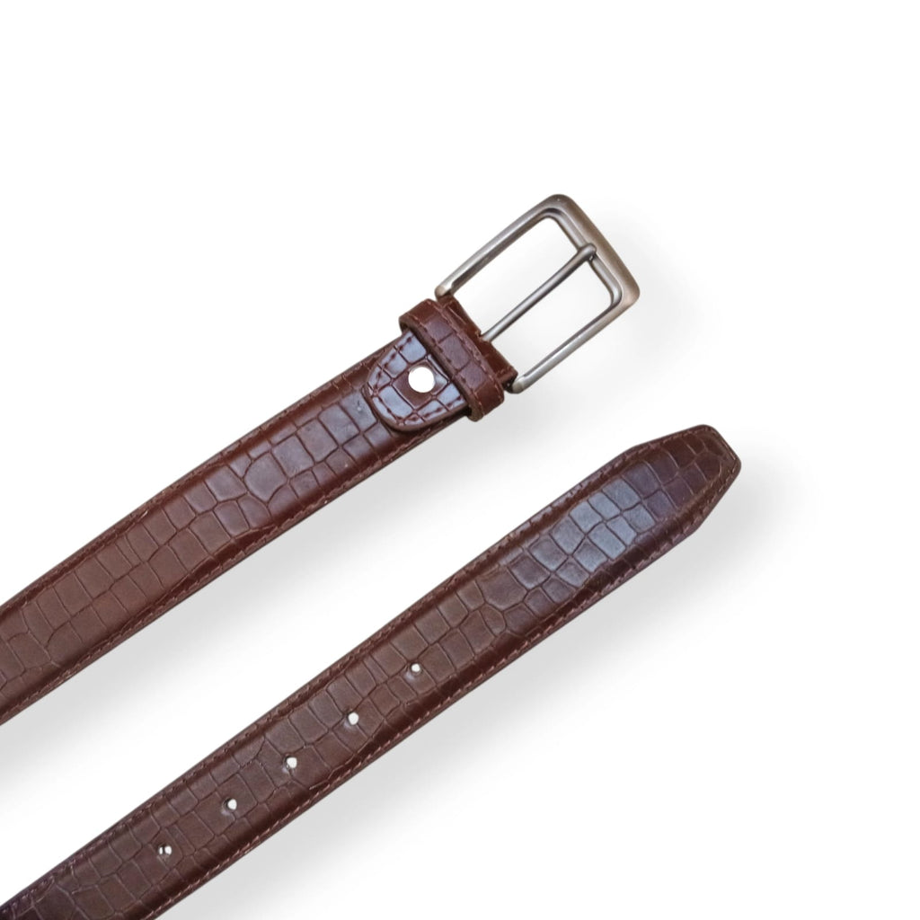 Men’s crocodile belt with metal pin buckle