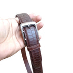 Crocodile belt for men Brown embossed leather