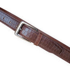 brown crocodile pattern leather belt 35mm