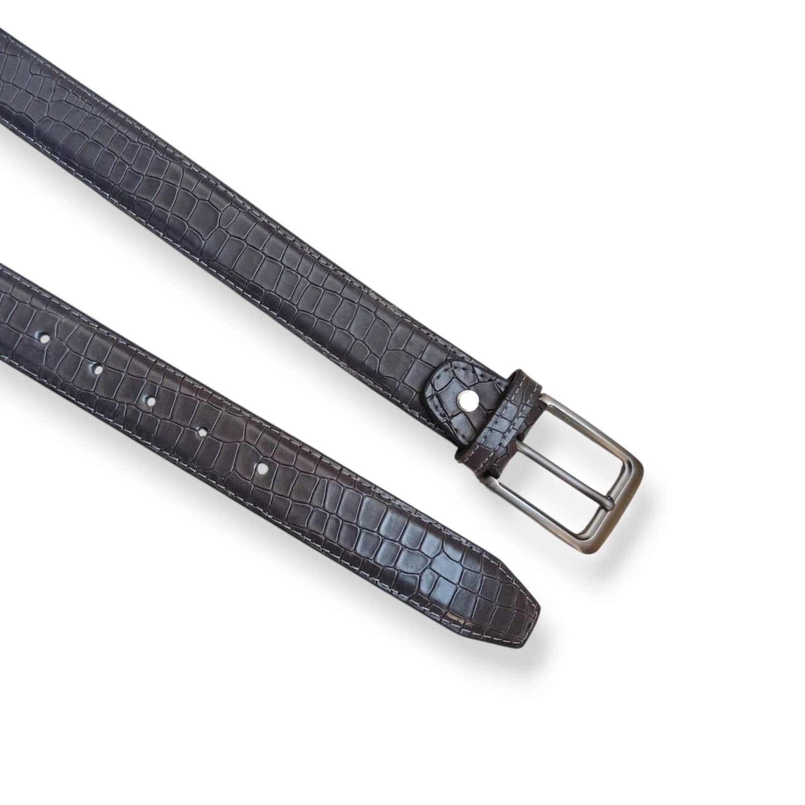 Men’s crocodile belt with metal pin buckle