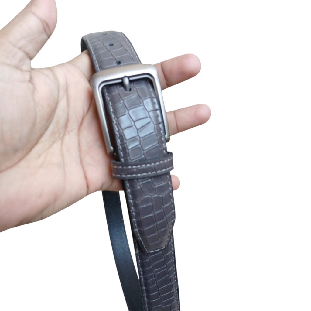 Men’s crocodile belt with metal pin buckle