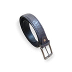 Embossed crocodile Grey leather belt formal casual
