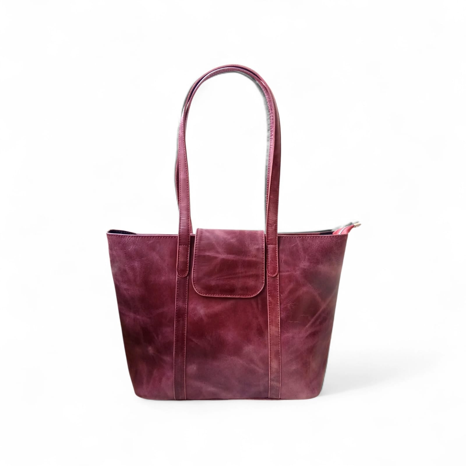 Purple Leather Handbag for Women | Cow Pullup Tote Bag