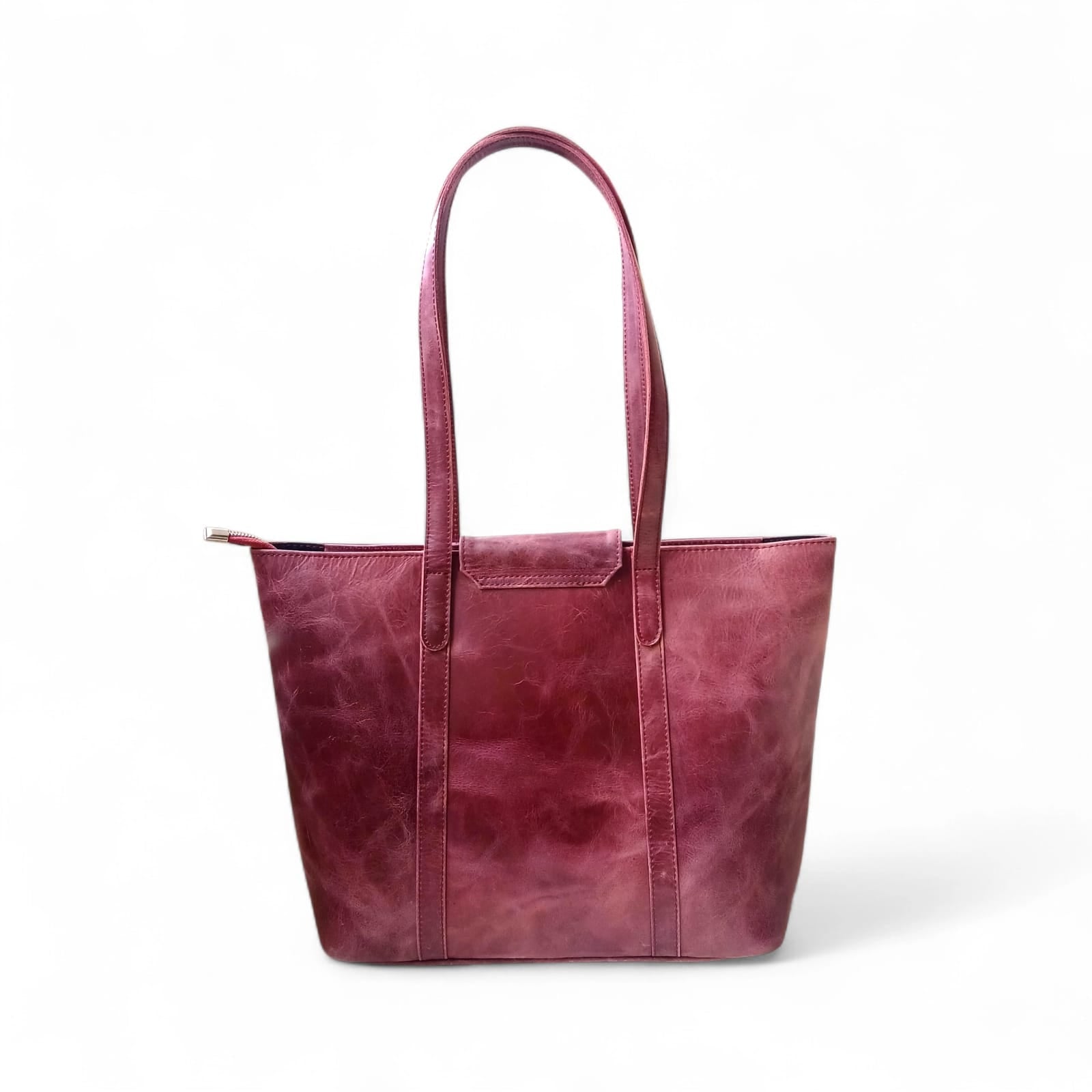 Purple Leather Handbag for Women | Cow Pullup Tote Bag