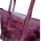Purple Leather Handbag for Women | Cow Pullup Tote Bag