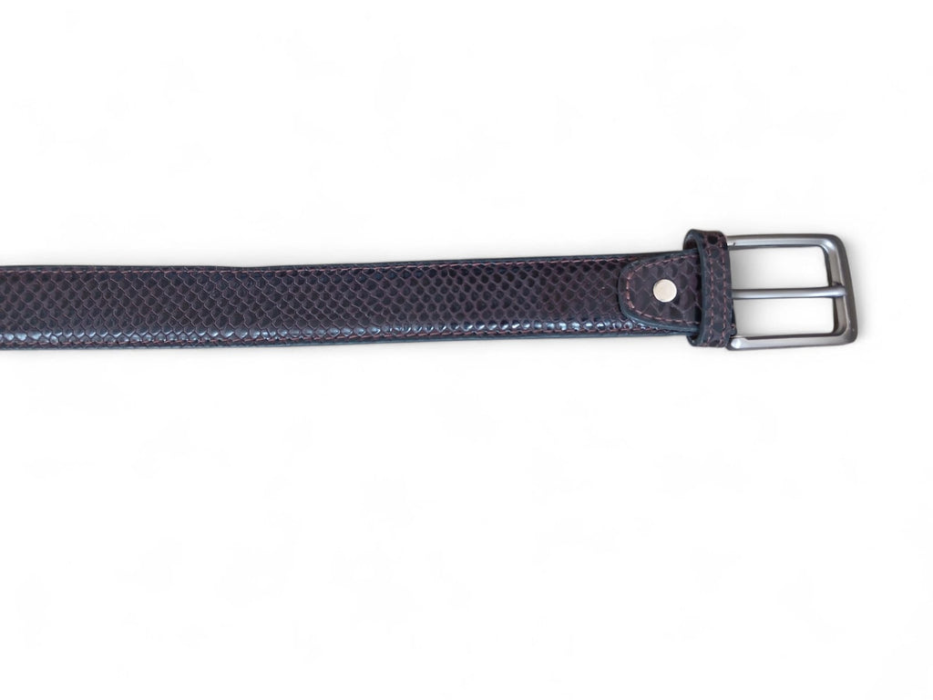  Formal Belt for Men Snake Mebossed | Dark Brown Embossed Leather 35mm