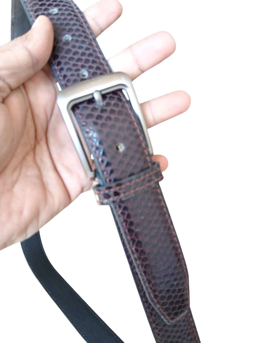  Formal Belt for Men Snake Mebossed | Dark Brown Embossed Leather 35mm