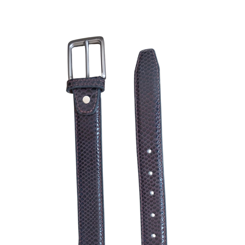  Formal Belt for Men Snake Mebossed | Dark Brown Embossed Leather 35mm