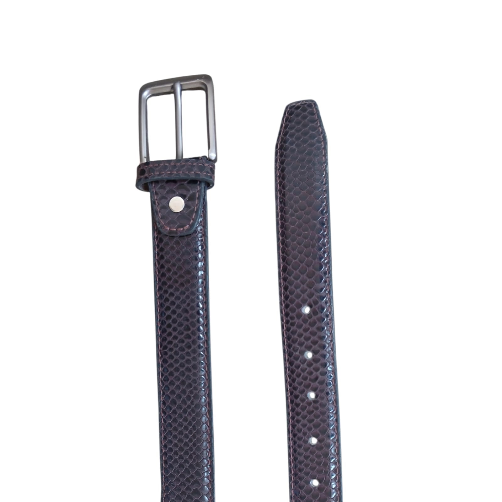  Formal Belt for Men Snake Mebossed | Dark Brown Embossed Leather 35mm
