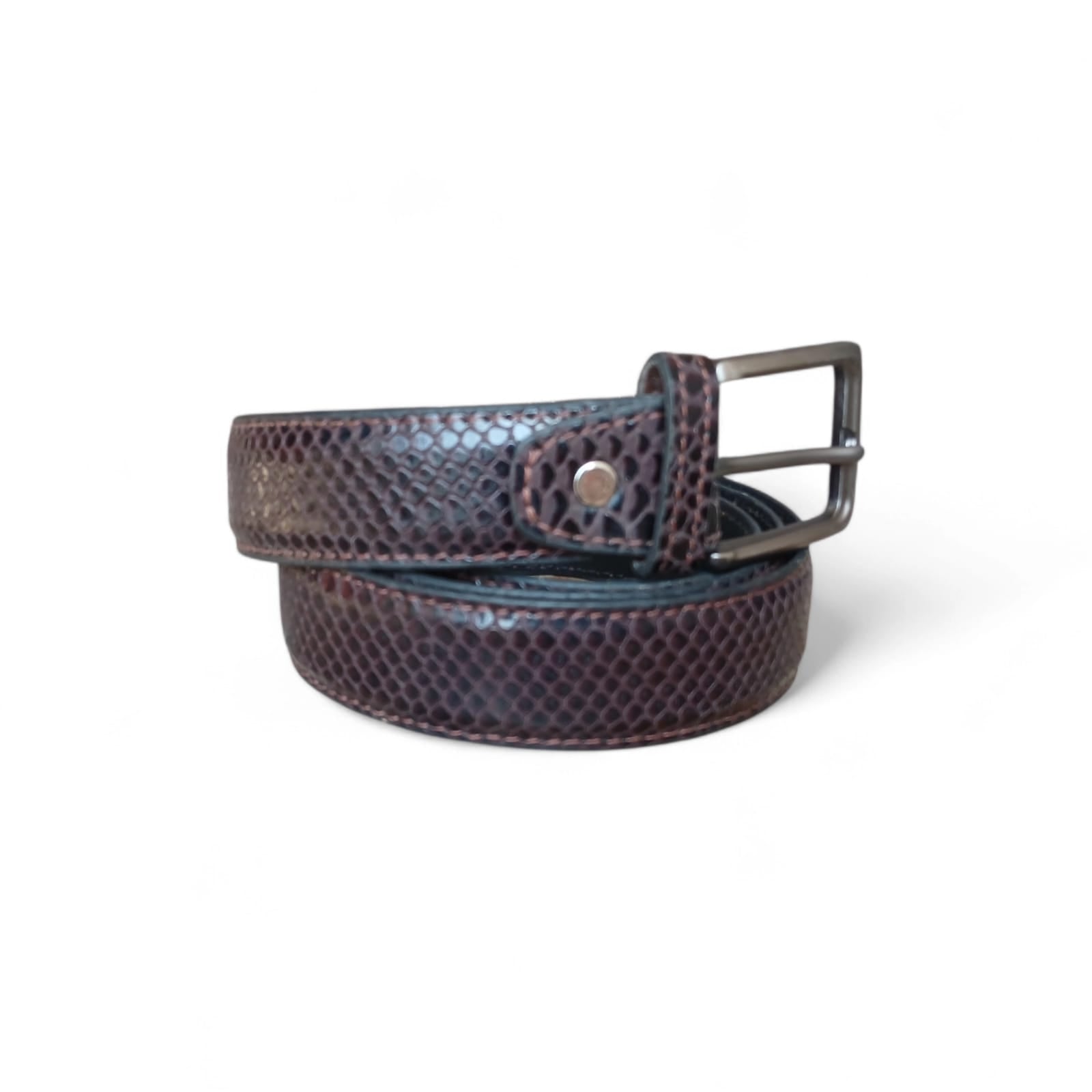  Formal Belt for Men Snake Mebossed | Dark Brown Embossed Leather 35mm