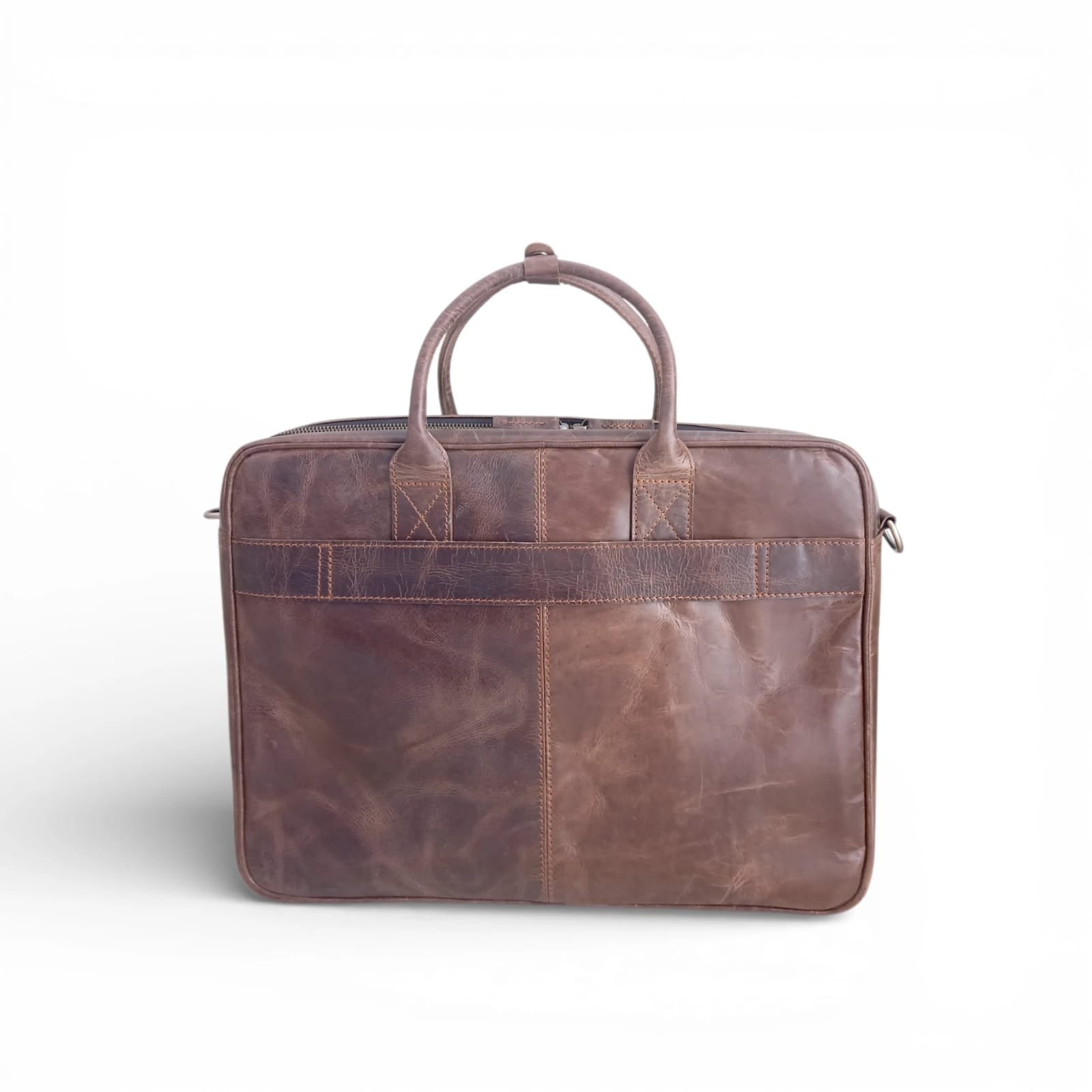 Vintage dark brown genuine leather laptop bag for men, fits 14 inch, 15 inch and 16 inch laptops, office briefcase with padded compartment and adjustable shoulder strap