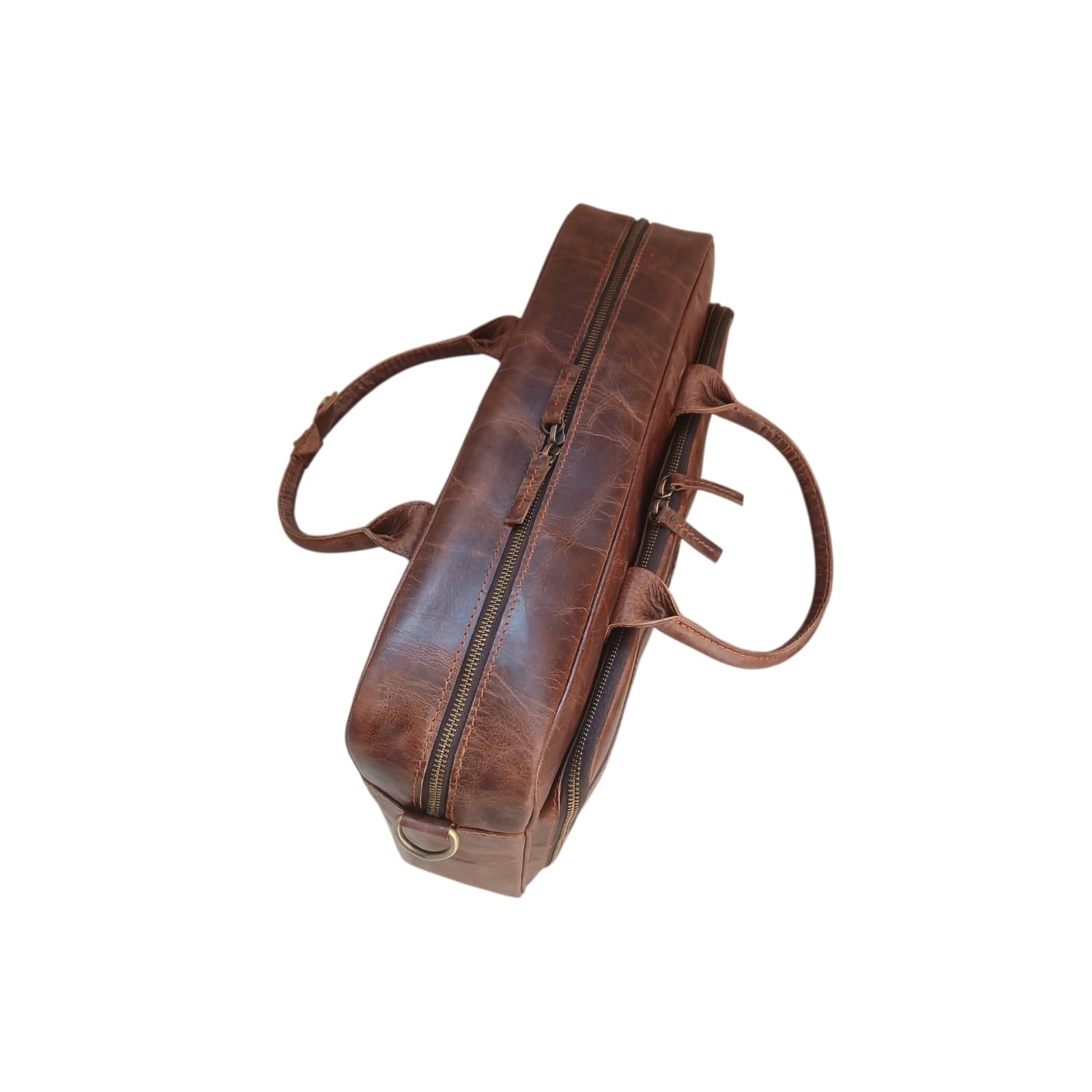 Vintage dark brown genuine leather laptop bag for men, fits 14 inch, 15 inch and 16 inch laptops, office briefcase with padded compartment and adjustable shoulder strap