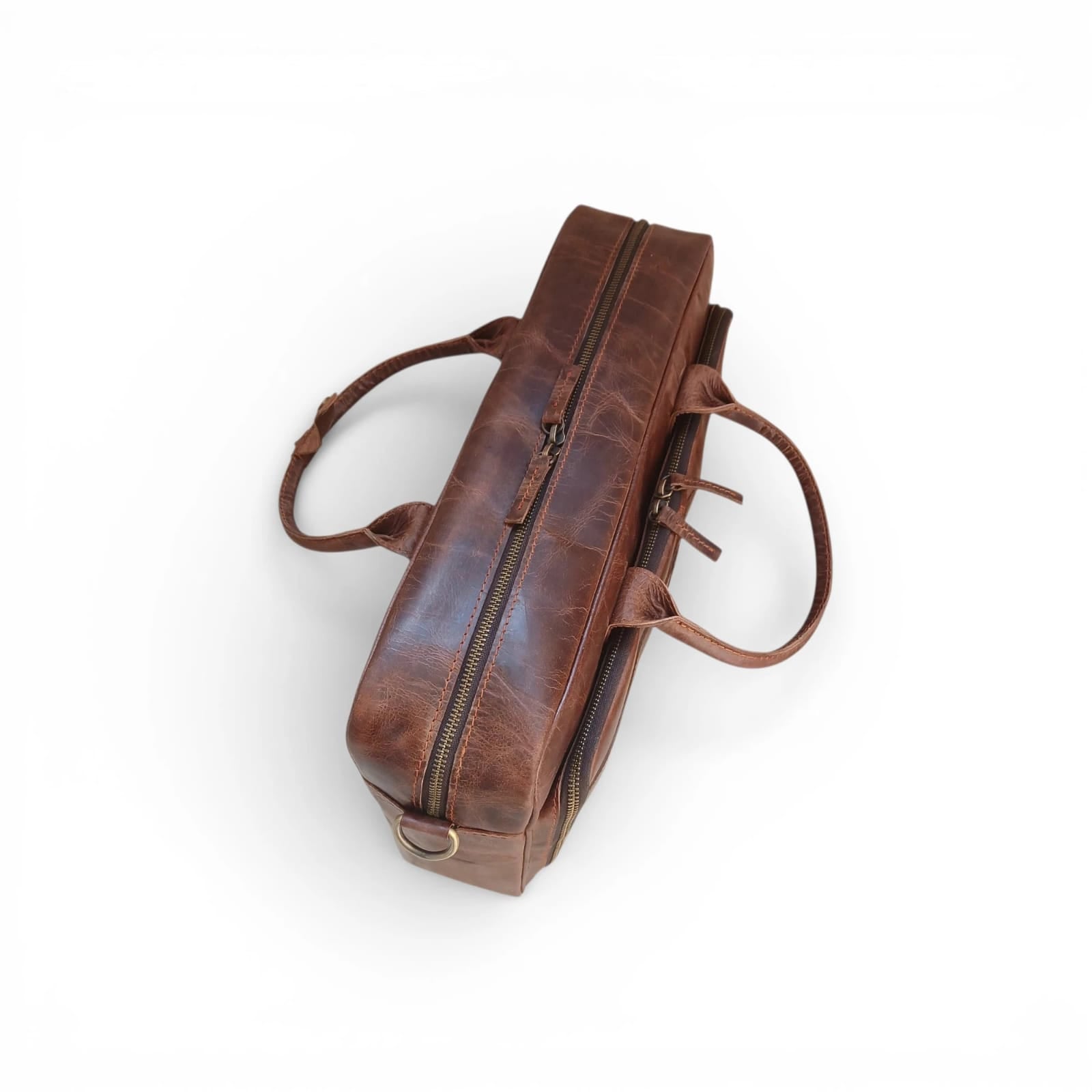 Vintage dark brown genuine leather laptop bag for men, fits 14 inch, 15 inch and 16 inch laptops, office briefcase with padded compartment and adjustable shoulder strap