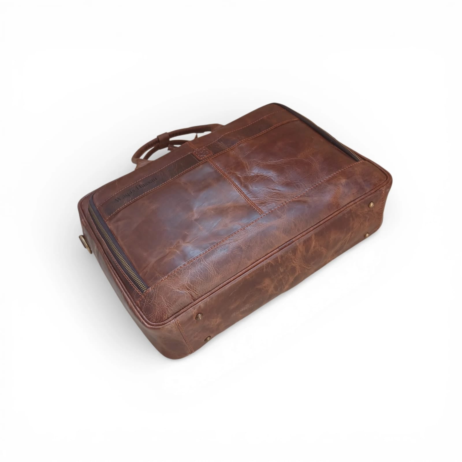 Vintage dark brown genuine leather laptop bag for men, fits 14 inch, 15 inch and 16 inch laptops, office briefcase with padded compartment and adjustable shoulder strap