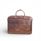 Vintage dark brown genuine leather laptop bag for men, fits 14 inch, 15 inch and 16 inch laptops, office briefcase with padded compartment and adjustable shoulder strap