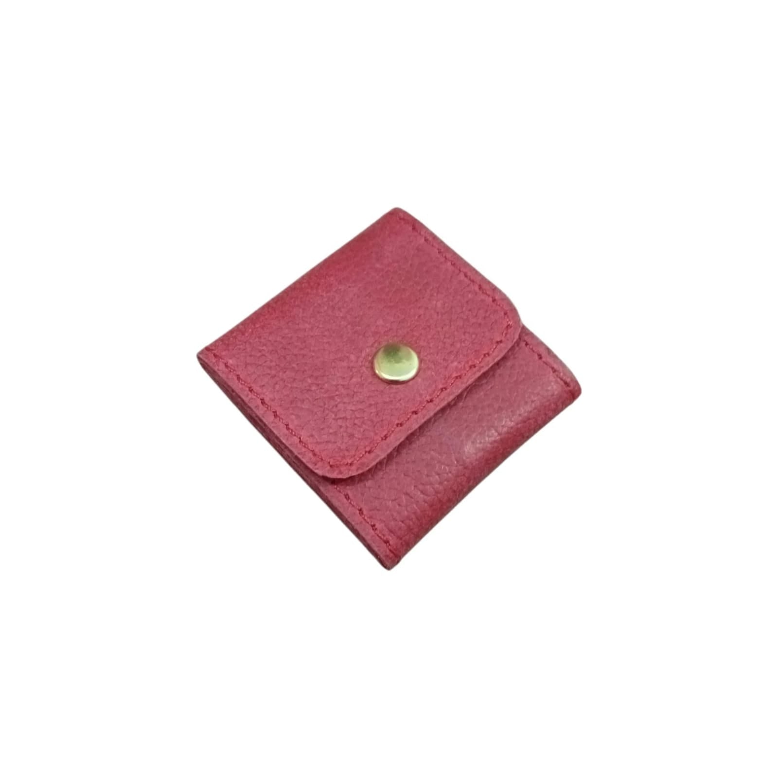 Foldable leather jewellery pouch made of natural cow leather, real leather mini jewelry organizer with four inner pockets and button closure, 2.5x2.5 inch travel case