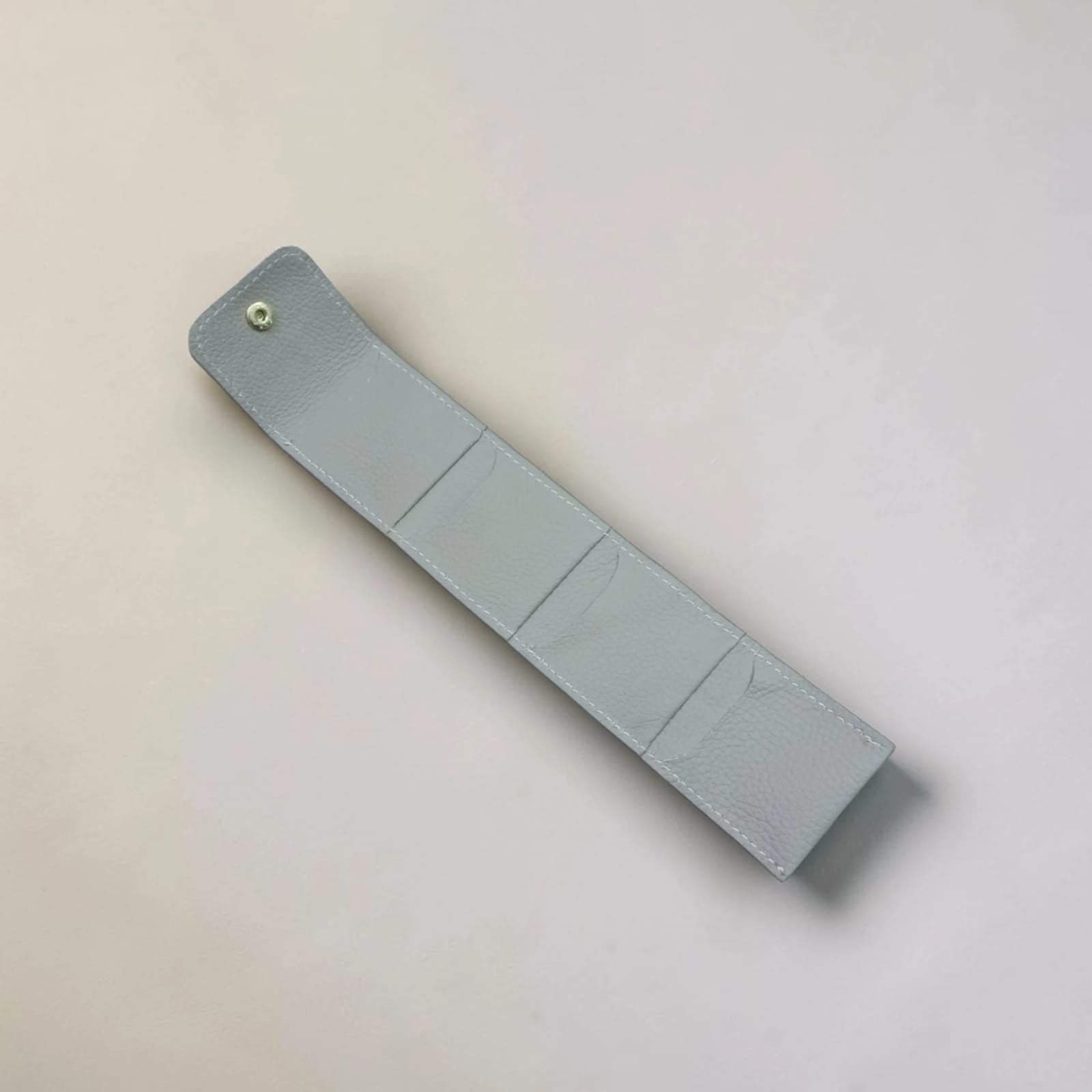 Foldable leather jewellery pouch made of natural cow leather, real leather mini jewelry organizer with four inner pockets and button closure, 2.5x2.5 inch travel case