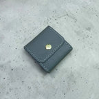 Foldable leather jewellery pouch made of natural cow leather, real leather mini jewelry organizer with four inner pockets and button closure, 2.5x2.5 inch travel case