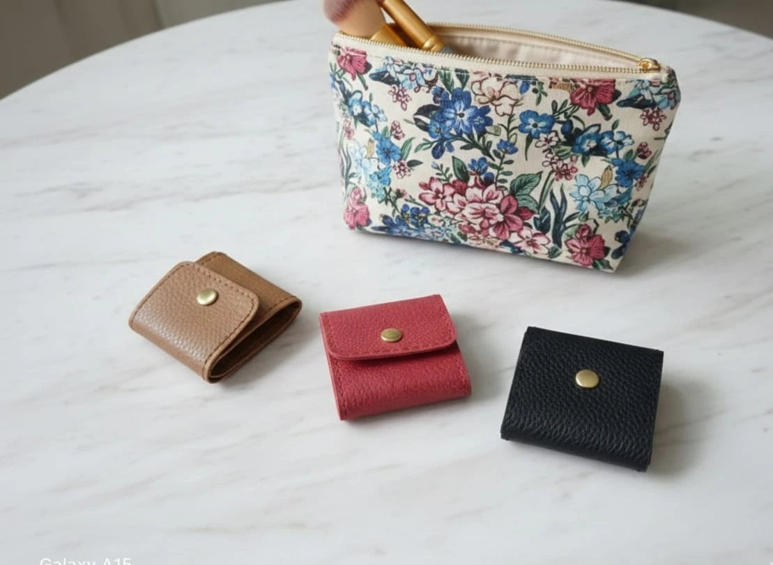 Real Leather Mini Jewelry Organizer |Foldable Leather Jewellery Pouch