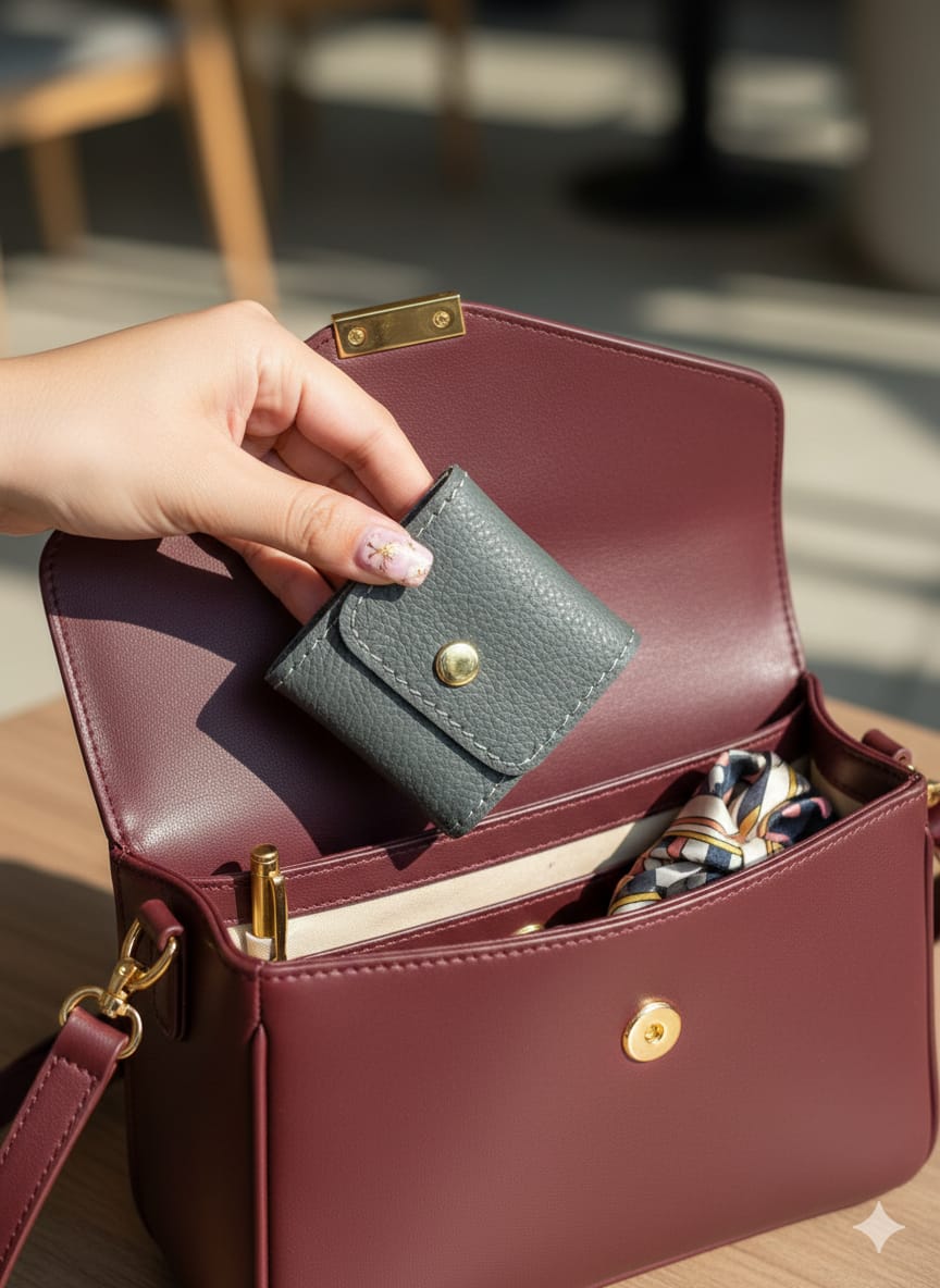 Real Leather Mini Jewelry Organizer |Foldable Leather Jewellery Pouch