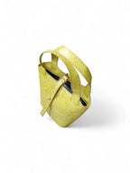 Women leather bucket handbag with suede lining and internal zipper pocket