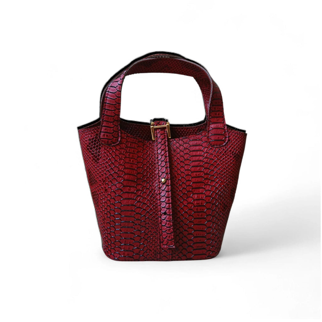 Leather bucket bag for women yellow structured mini handbag 8x10x4 Pakistan