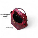 Leather bucket bag for women yellow structured mini handbag 8x10x4 Pakistan