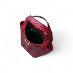 Leather bucket bag for women yellow structured mini handbag 8x10x4 Pakistan