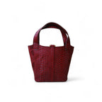 Leather bucket bag for women yellow structured mini handbag 8x10x4 Pakistan